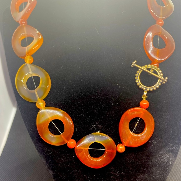 Tans & Brown Glass Bead Necklace w/Toggle Closure - Picture 3 of 4